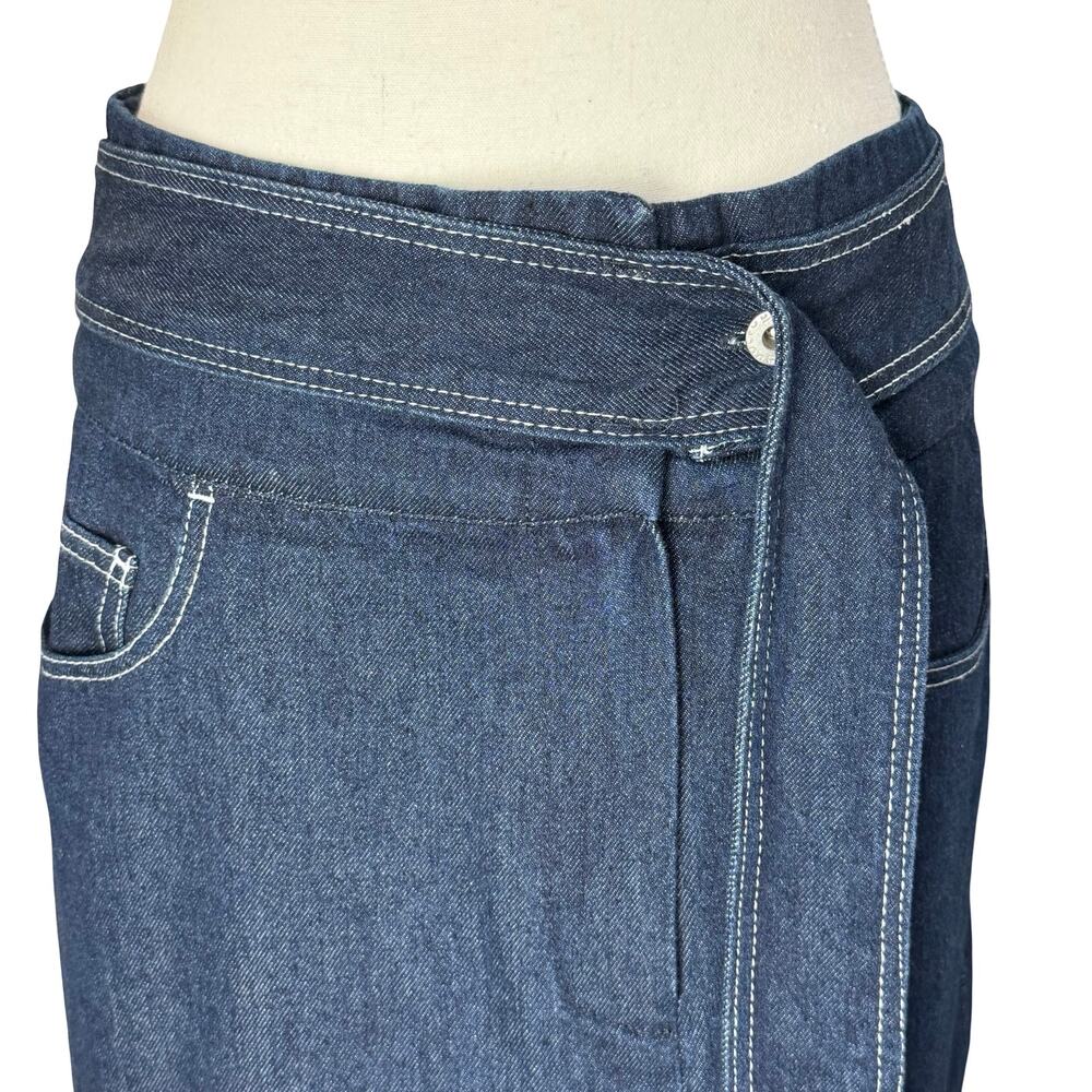 ADOLFO‎ DOMINGUEZ Womens Dark Wash Denim Wrap Maxi Skirt Size 36 / US Sz 2 - Picture 3 of 8